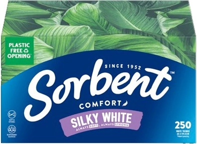 Sorbent Silky White Facial Tissues 250 Pack