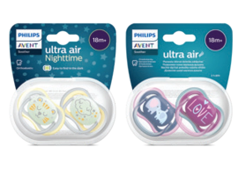 Avent Soother Ultra Air or Ultra Air Soother Night Time Glow 18+ Months 2 Pack