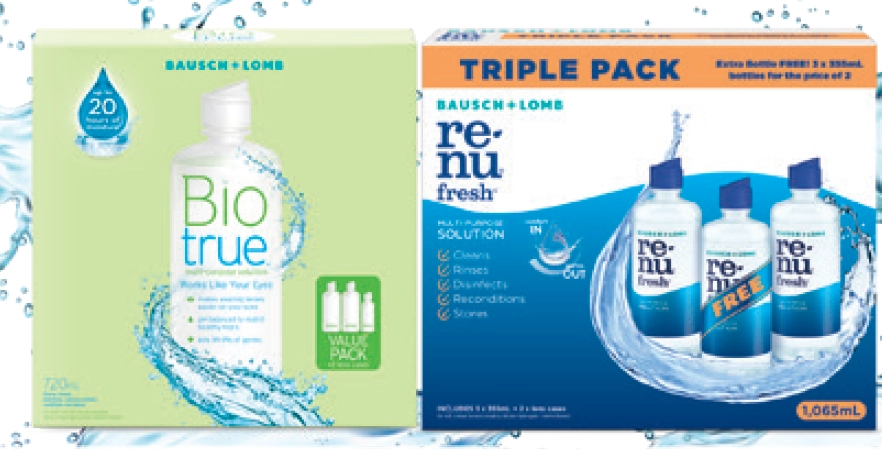 Bio True Value Pack 720ml Exclusive Size, Bausch + Lomb Renu Fresh 3 For 2 355ml Exclusive Size