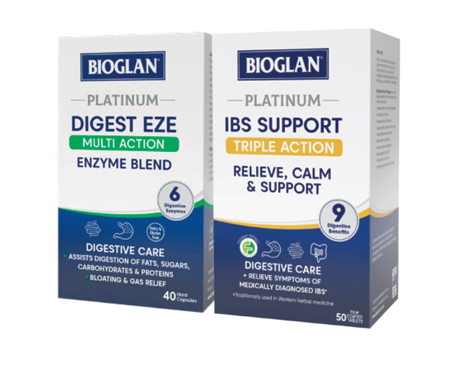 Bioglan Platinum Digest Eze Extra Strength 40 Hard Capsules or IBS Support Triple Action 50 Tablets