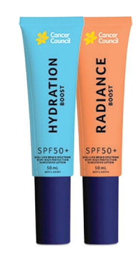 Cancer Council SPF50+ Hydration Boost or Radiance 50ml