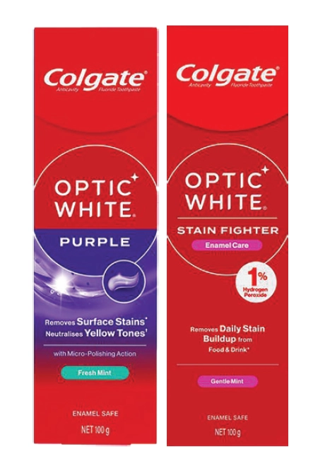 Colgate Toothpaste Optic White Purple or Stain Fighter Teeth Whitening Enamel Care 100g