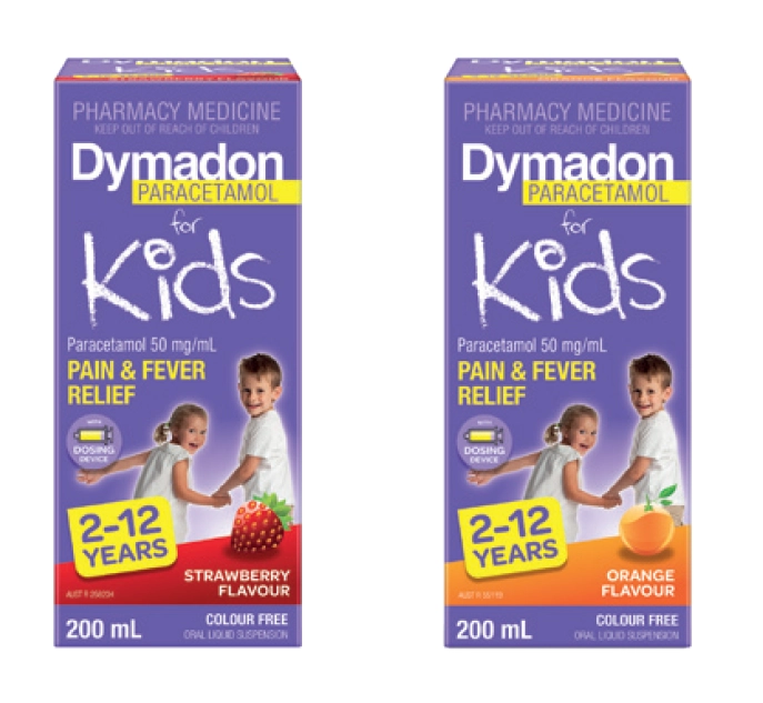 Dymadon for Kids Strawberry or Orange Flavour 2 - 12 Years 200ml