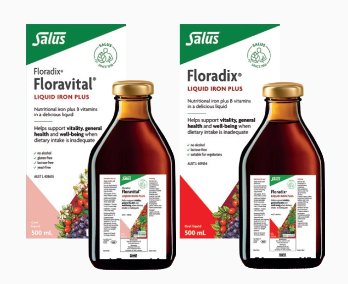 Floradix Liquid Iron Plus or Floravital 500ml