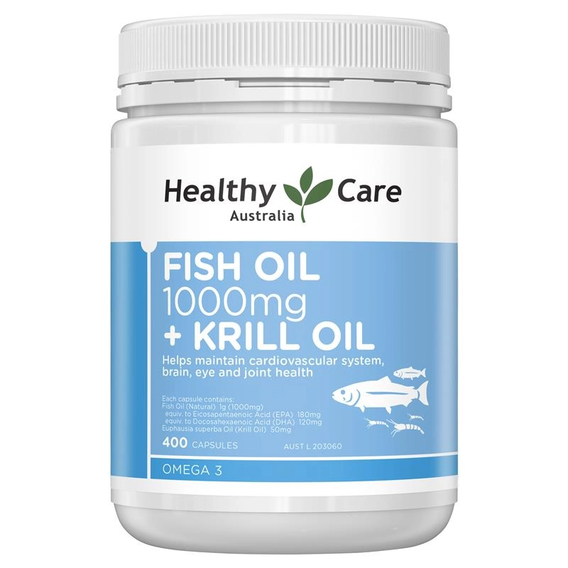 Healthy Care Fish Oil 1000mg + Krill Oil 400 Capsules