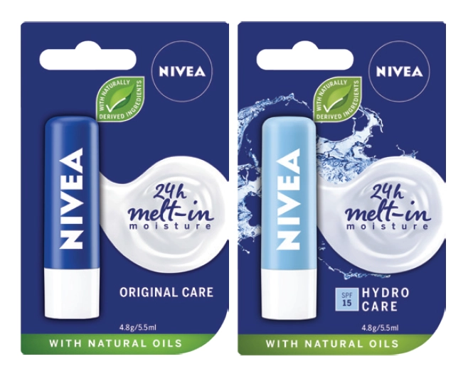 Nivea Original or Hydro Care Moisturising Lip Balm 4.8g