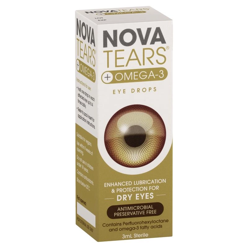 Nova Tears Preservative Free Lubricating Omega3 Eye Drops 3ml