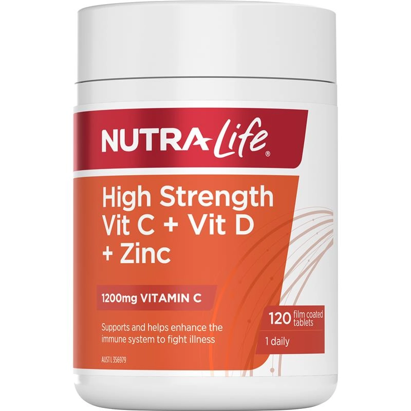 Nutra-Life High Strength Vit C + Vit D + Zinc 120 Tablets