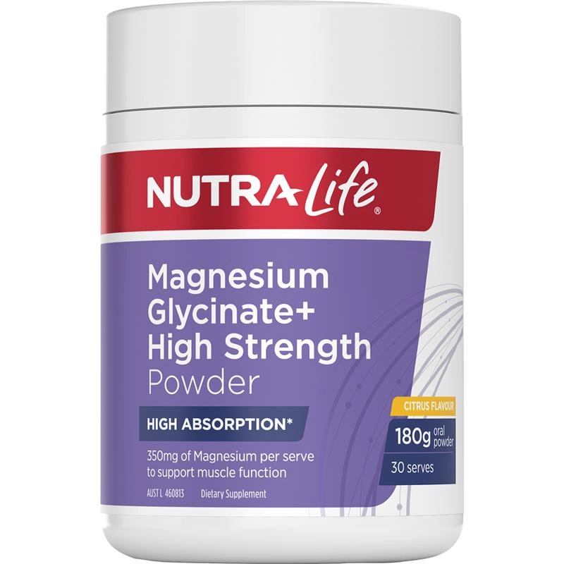 Nutra-Life Magnesium Glycinate + High Strength Powder 180g