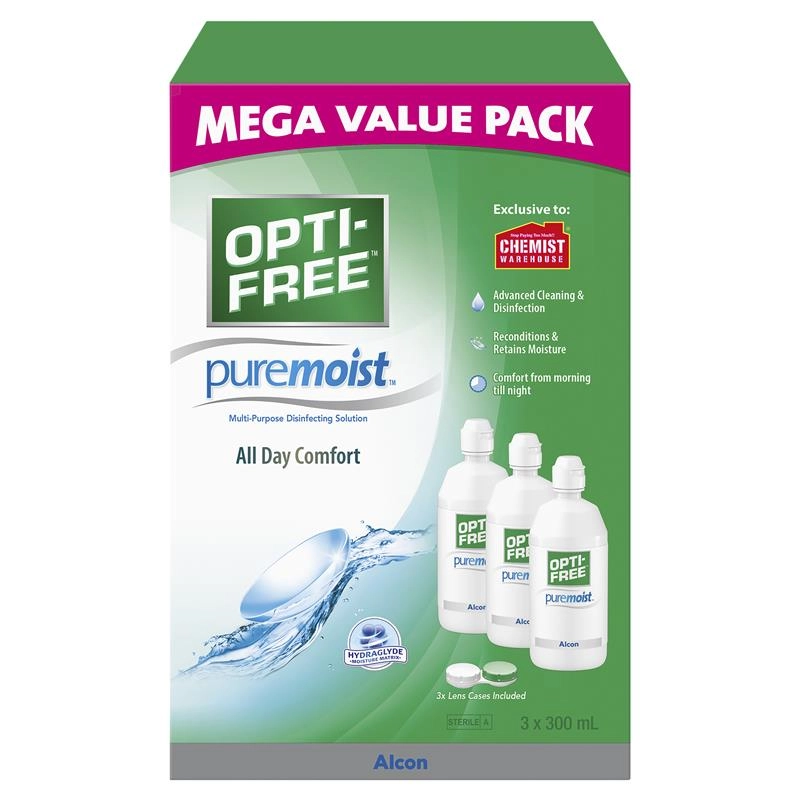 Opti-Free Puremoist Mega Value Pack 3 x 300ml Exclusive Size