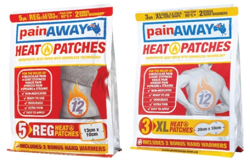 Pain Away Heat Patches Regular 5 or XL 3 Pack