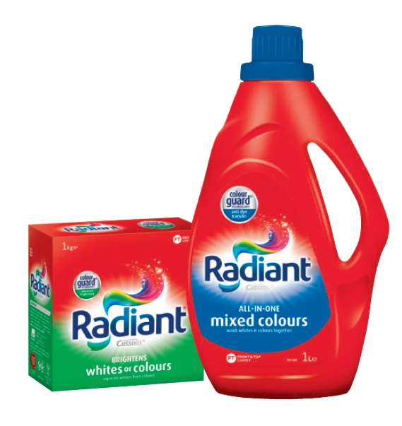 Radiant Laundry Detergent Powder Mixed Colour Wash 1kg or Liquid Mixed Colour Wash 1L