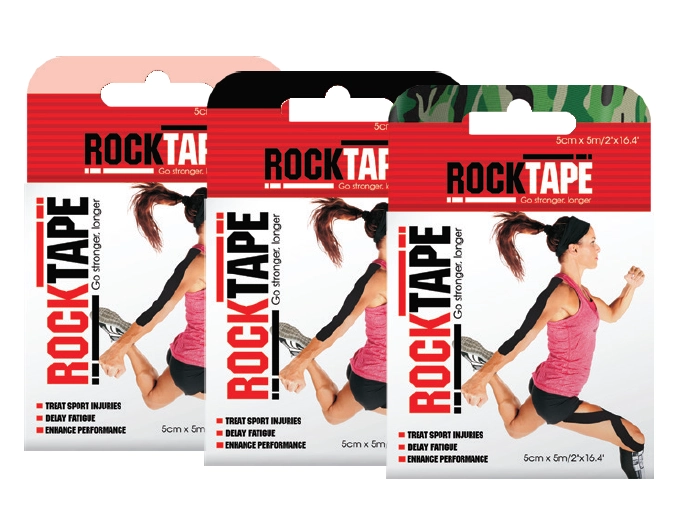 Rocktape Kinesiology Tape Beige, Black or Camo Green 5cm x 5m