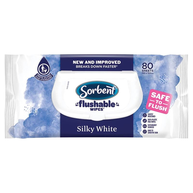 Sorbent Flushable Wipes 80 Pack