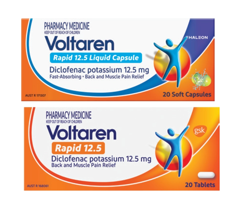 Voltaren Rapid 12.5mg 20 Soft Capsules or 20 Tablets