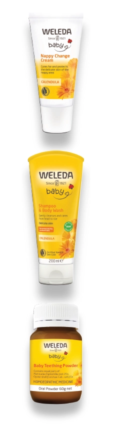 Weleda Baby Nappy Change Cream 30ml, Shampoo & Body Wash 200ml or Baby Teething Powder 60g