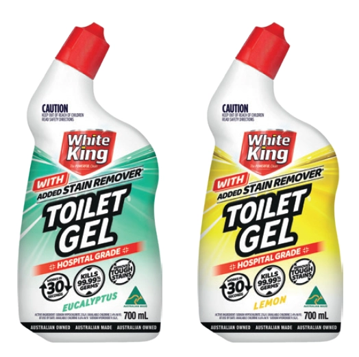 White King Toilet Gel With Stain Remover Eucalyptus or Lemon 700ml