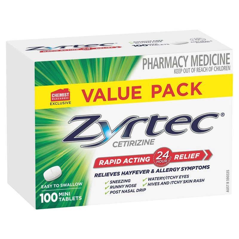 Zyrtec 10mg 100 Mini Tablets Exclusive Size