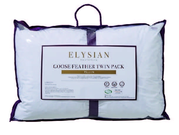 Elysian Goose Feather Pillow 2 Pack White Standard