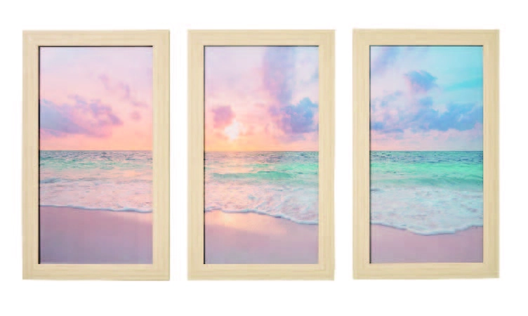 Soren Framed Beach Sunset 3 Piece Wall Art 3 Piece