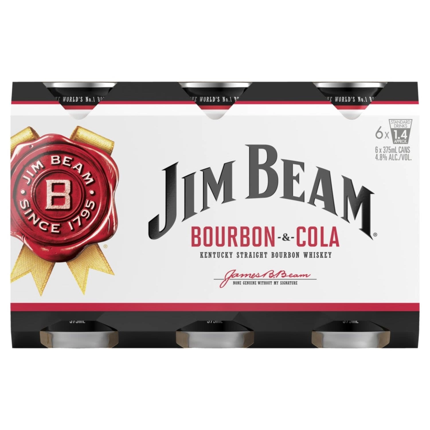 Jim Beam White & Cola Can 375mL 6 Pack