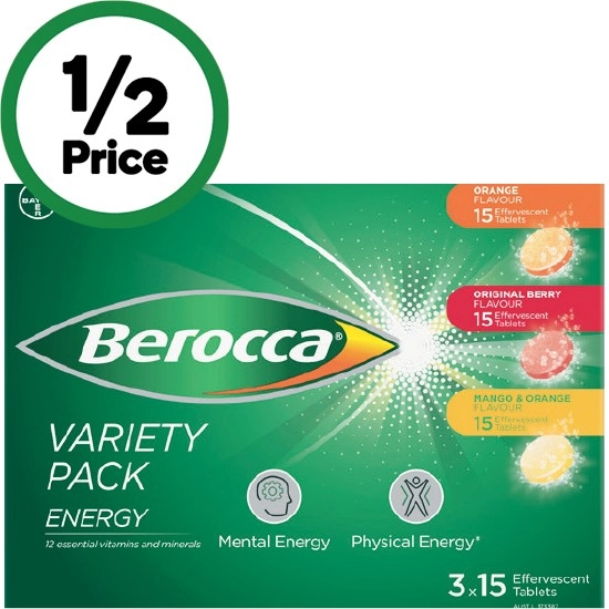 Berocca Energy Effervescent Variety Pack Tablets Pk 45~