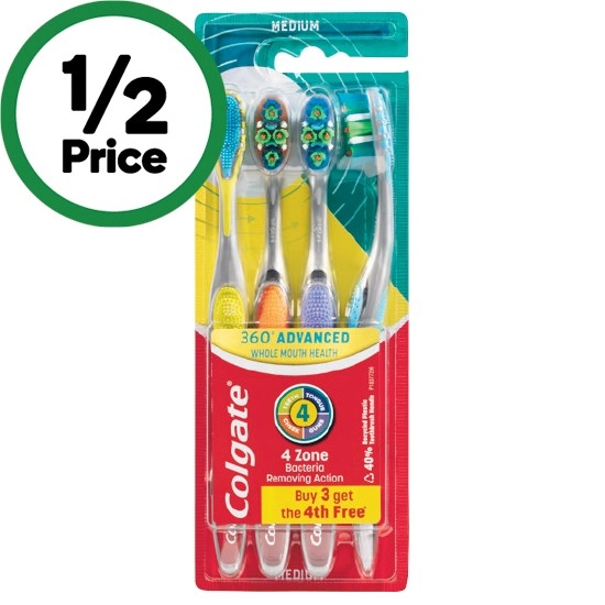 Colgate Toothbrush 360 Advanced Medium Pk 4