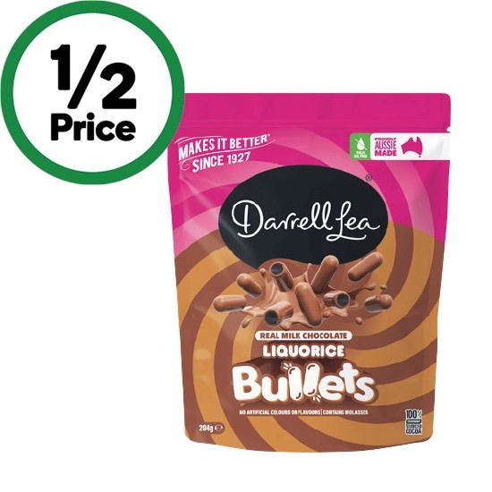 Darrell Lea Chocolate Coated Bites, Bullets or Liquorice Twists 150-204g