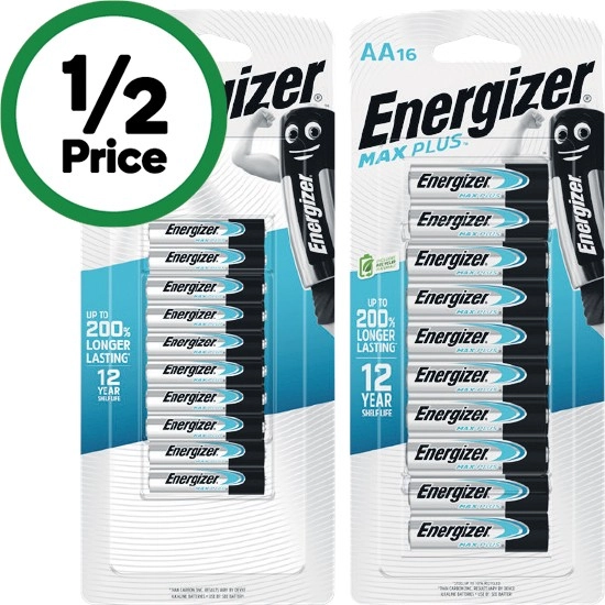 Energizer Max Plus Batteries AA or AAA Pk 16