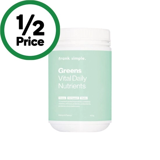 Frank Simple. Greens Vital Daily Nutrients Mango & Papaya 450g~