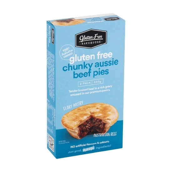 Gluten Free Bakehouse Chunky Beef Pies 340g Pk 2 – From the Freezer