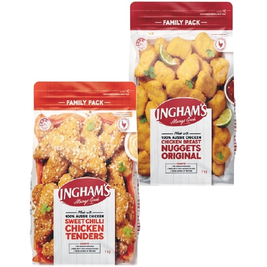 Ingham’s Original Chicken Nuggets or Sweet Chilli Chicken Tenders 1 kg