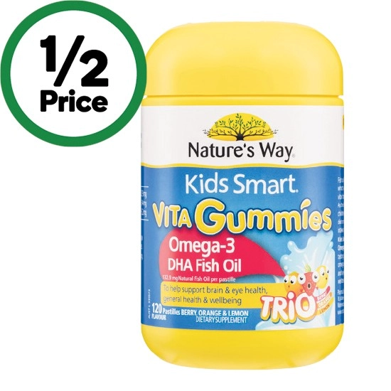 Nature’s Way Kids Smart Vita Gummies Omega 3 DHA Fish Oil Pk 120~