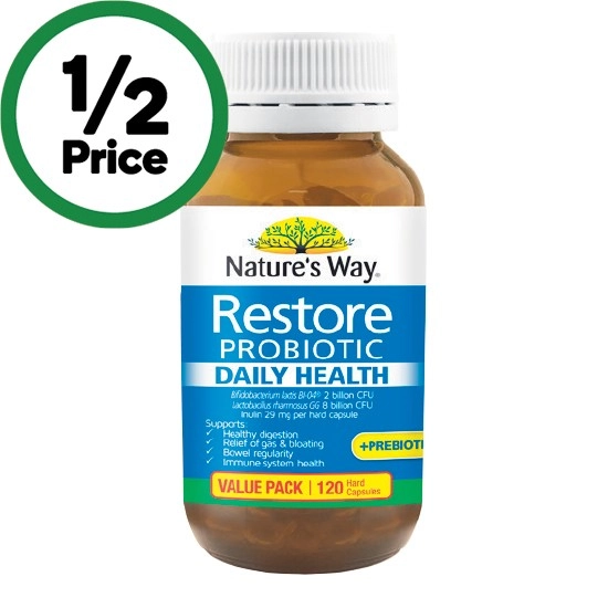 Nature’s Way Restore Probiotic Daily Health Hard Capsules Pk 120~