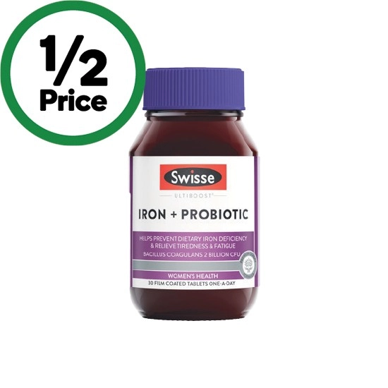 Swisse Ultiboost Iron + Probiotic Capsules Pk 30~