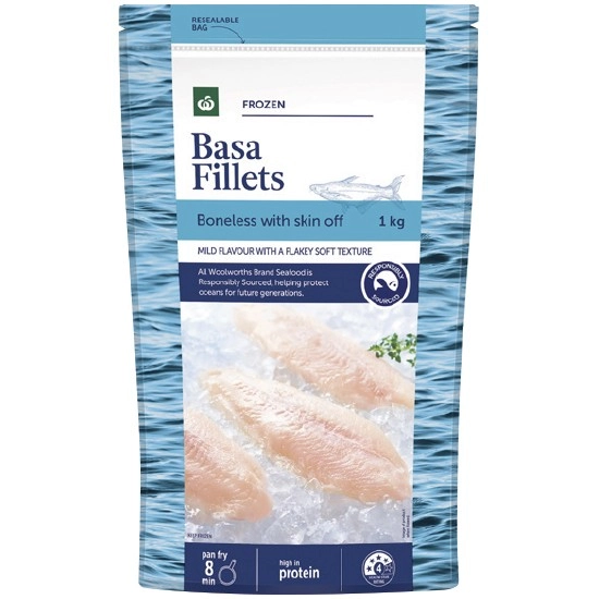 Woolworths Frozen Basa Fillets 1 kg – From the Seafood Freezer