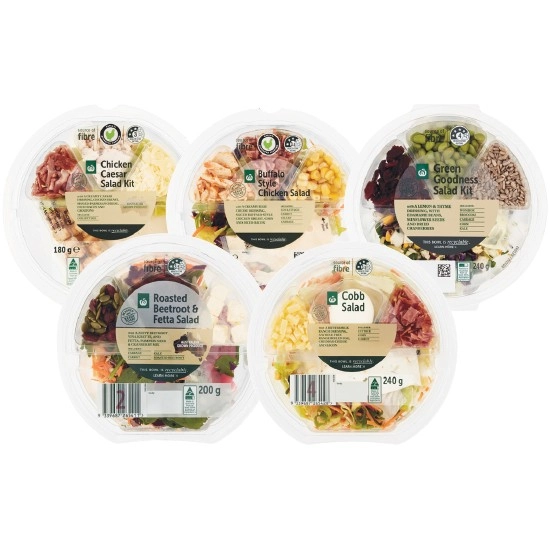 Woolworths Roasted Beetroot & Fetta Salad Bowl 200g, Chicken Caesar Salad Bowl 180g, Cobb Salad Bowl 240g, Buffalo Style Chicken Salad Bowl 180g or Green Goodness Salad Bowl 240g