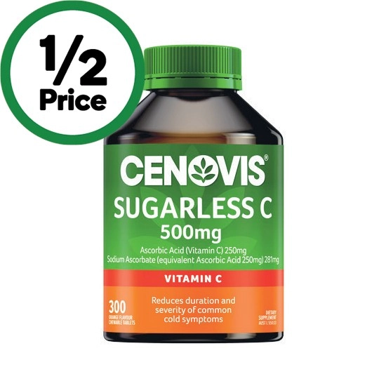 Cenovis Sugarless Vitamin C Chewable 500mg Tablets Pk 300~