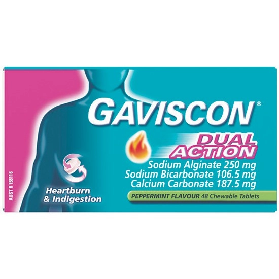 Gaviscon Dual Action Chewable Tablets Pk 48§