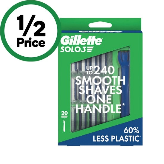 Gillette Solo 3 Handle with 20 Blade Cartridges