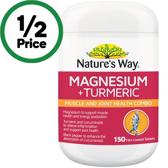 Nature's Way Magnesium + Turmeric Tablets Pk 150~