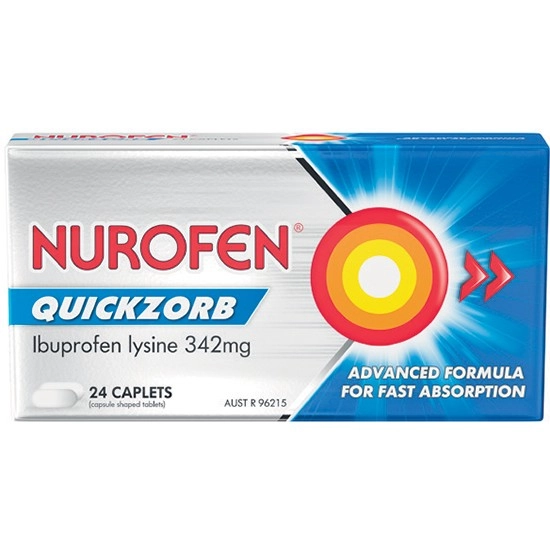 Nurofen Quickzorb Ibuprofen Lysine 342mg Caplets Pk 24§