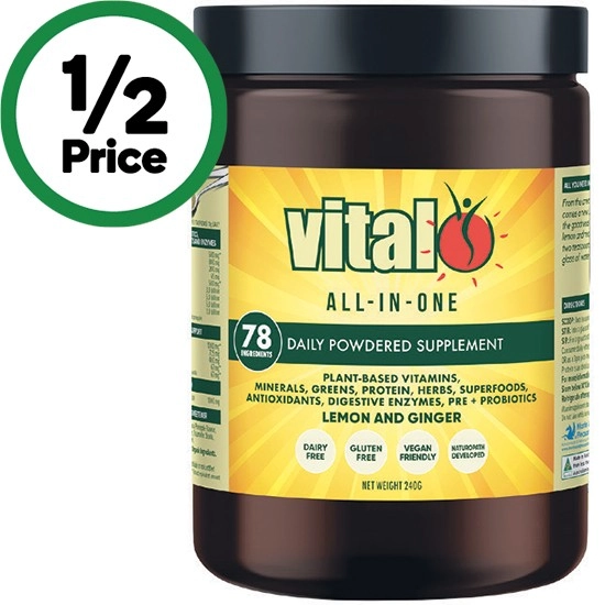 Vital All-In-One Daily Powdered Supplement Lemon & Ginger 240g~