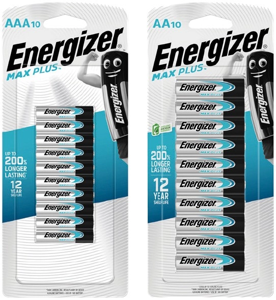 Energizer Max Plus AA or AAA Batteries 10 Pack