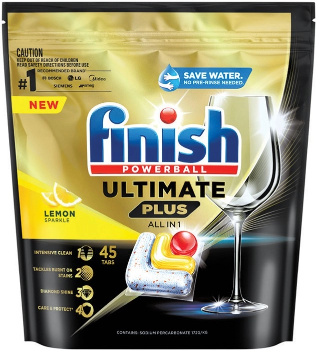 Finish Ultimate All in One Lemon Sparkle Dishwashing Tabs 45 Pack