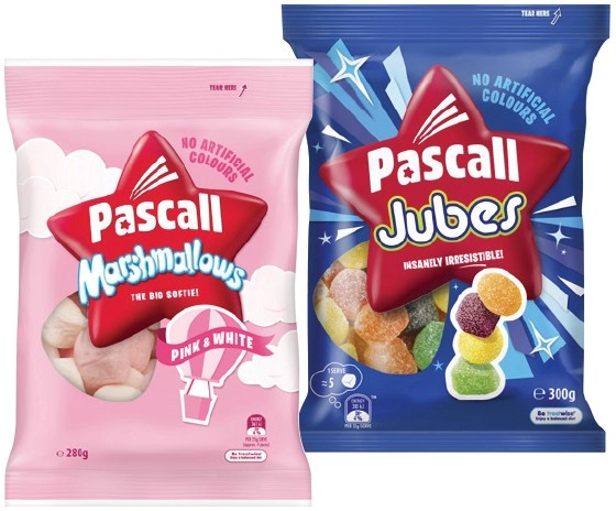 Pascall Marshmallows 280g or Pascall Lollies 150-300g Selected Varieties