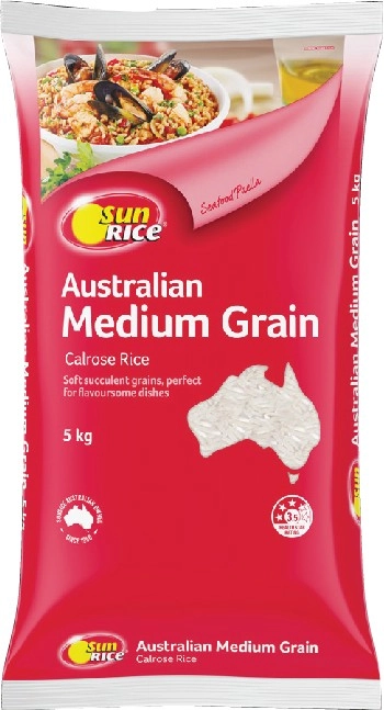 SunRice Australian Medium Grain Calrose Rice or Brown Rice 5kg