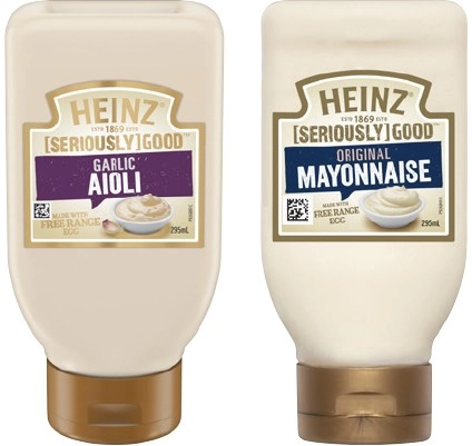 Heinz Seriously Good Mayonnaise, Aioli or Tartare 295mL Selected Varieties