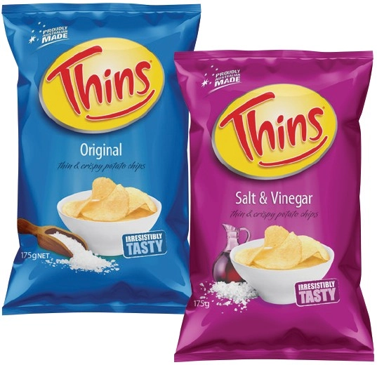 Thins Chips 150‑175g or Onion Rings 85g Selected Varieties