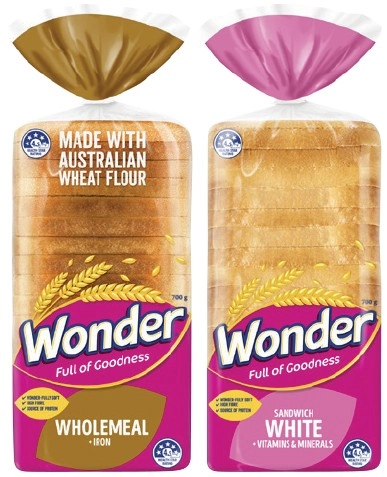 Wonder White or Wholemeal Bread 680-700g Selected Varieties